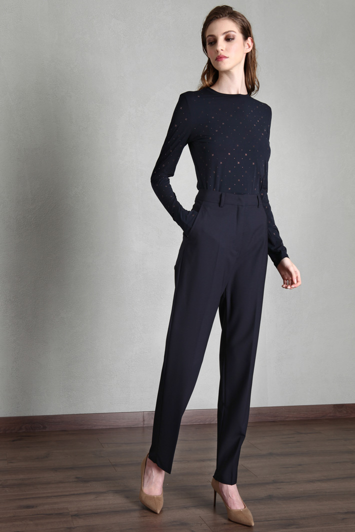 Top aderente in jersey - BLU NOTTE - Fashion Market - 2