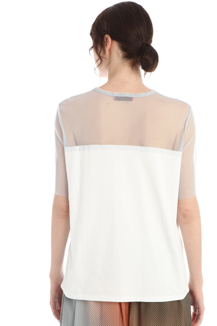 Top in jersey e tulle - BIANCO - Fashion Market - 2