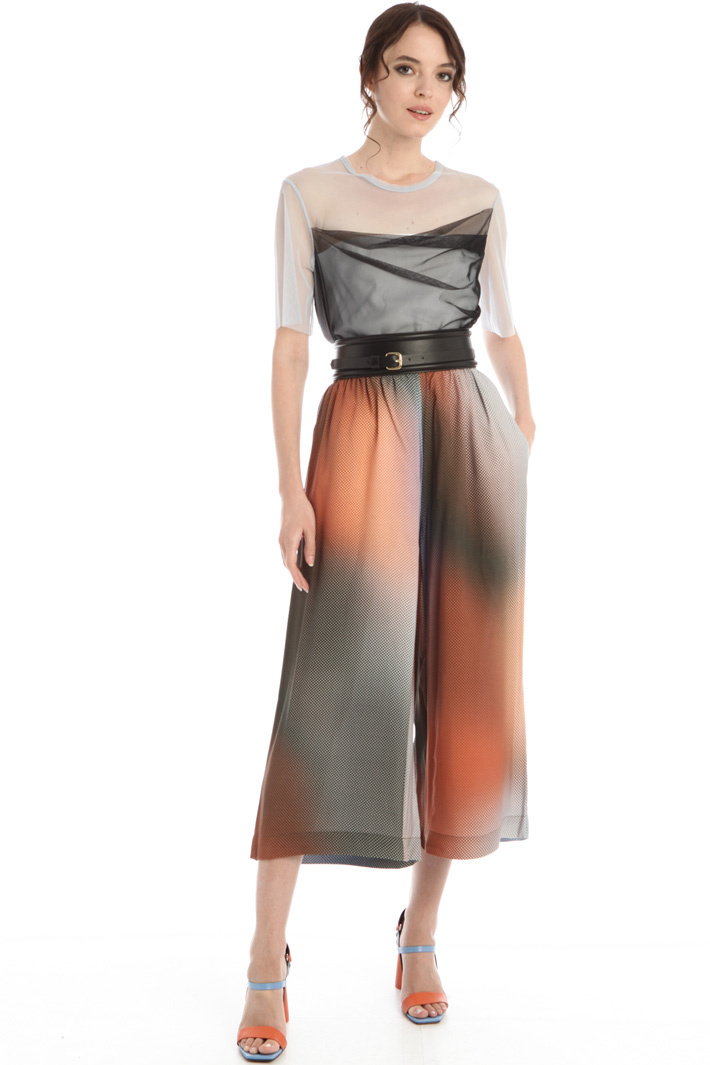 Top in jersey e tulle - BIANCO - Fashion Market
