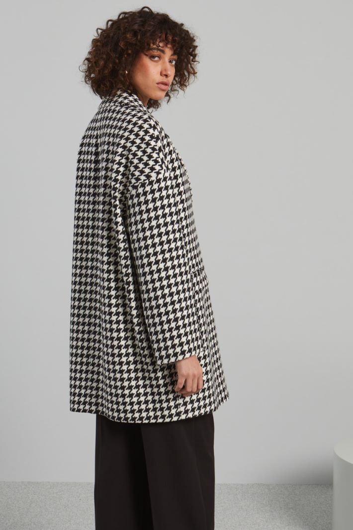 Cappotto over in pied de poule - NERO BIANCO - Fashion Market - 4