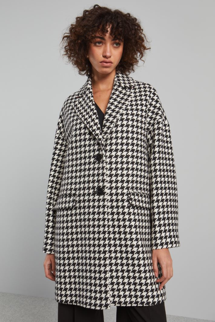 Cappotto over in pied de poule - NERO BIANCO - Fashion Market - 2