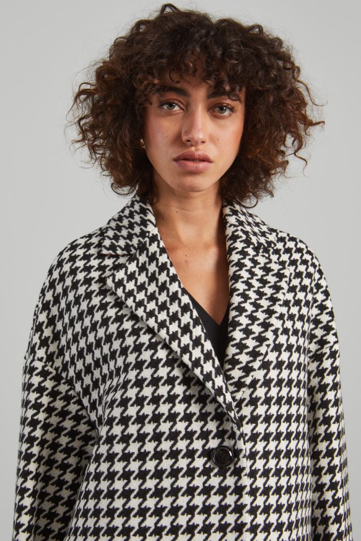 Cappotto over in pied de poule - NERO BIANCO - Fashion Market - 3