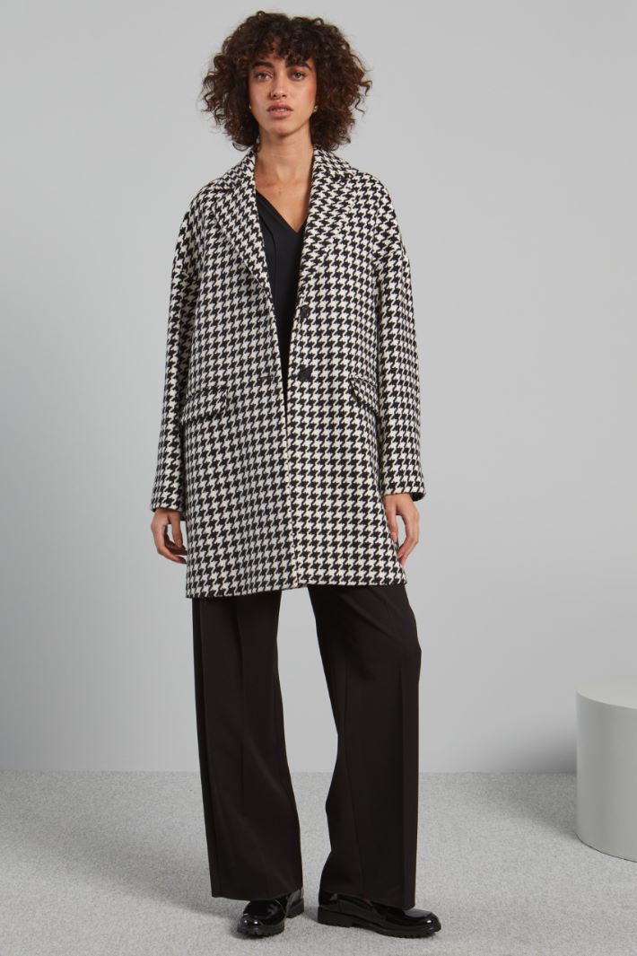 Cappotto over in pied de poule - NERO BIANCO - Fashion Market