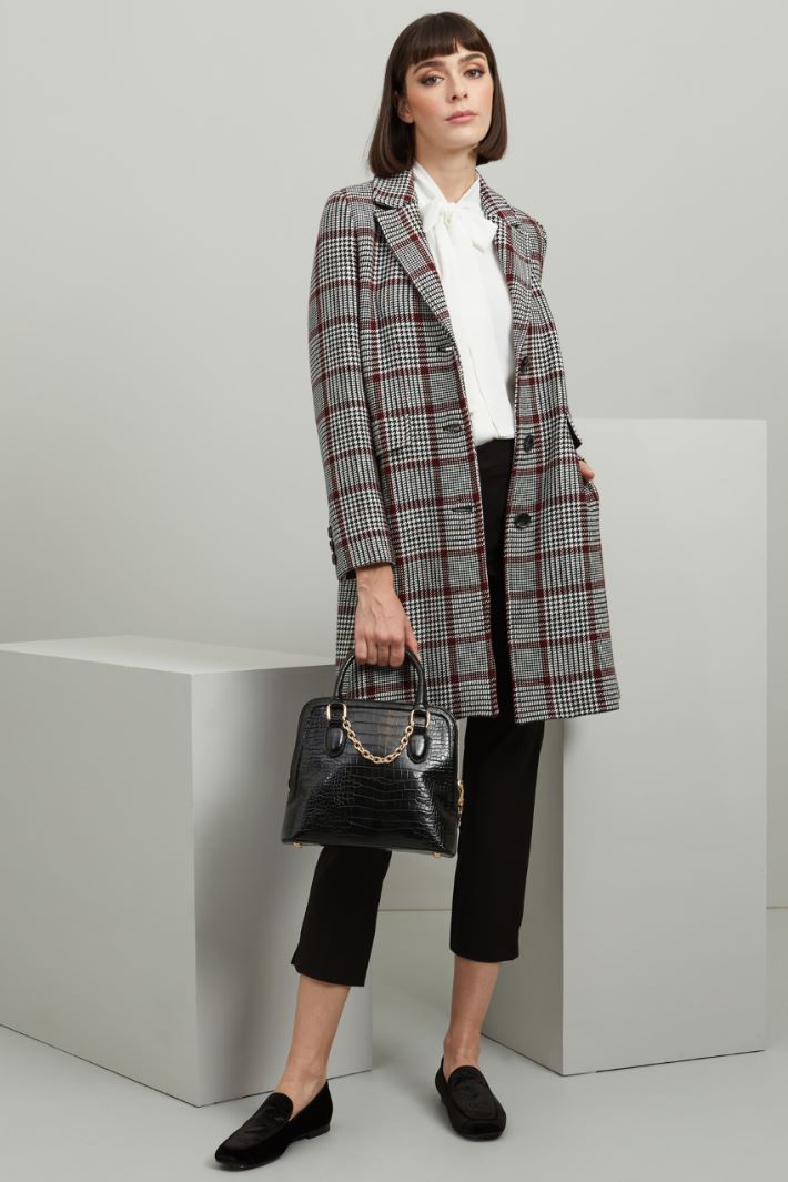 Cappotto monopetto - BORDEAUX NERO BIANCO - Fashion Market