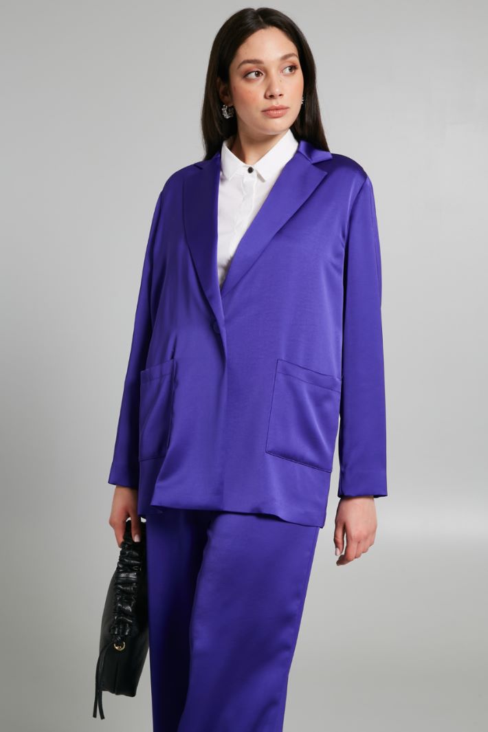 Blazer destrutturato in raso - VIOLA - Fashion Market - 2