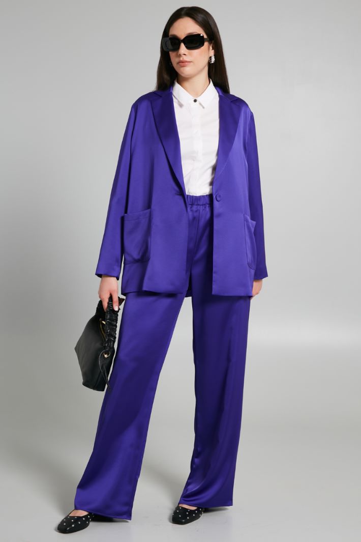 Blazer destrutturato in raso - VIOLA - Fashion Market