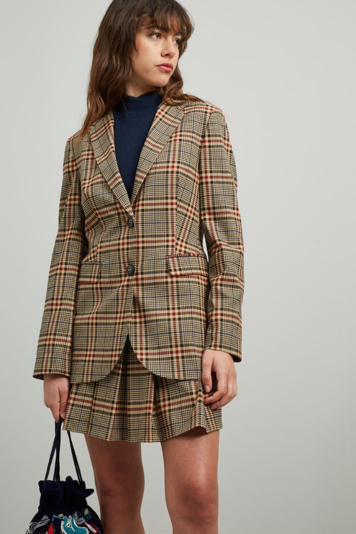 Blazer in tinto filo - CAMMELLO ROSSO BLU - Fashion Market - 2