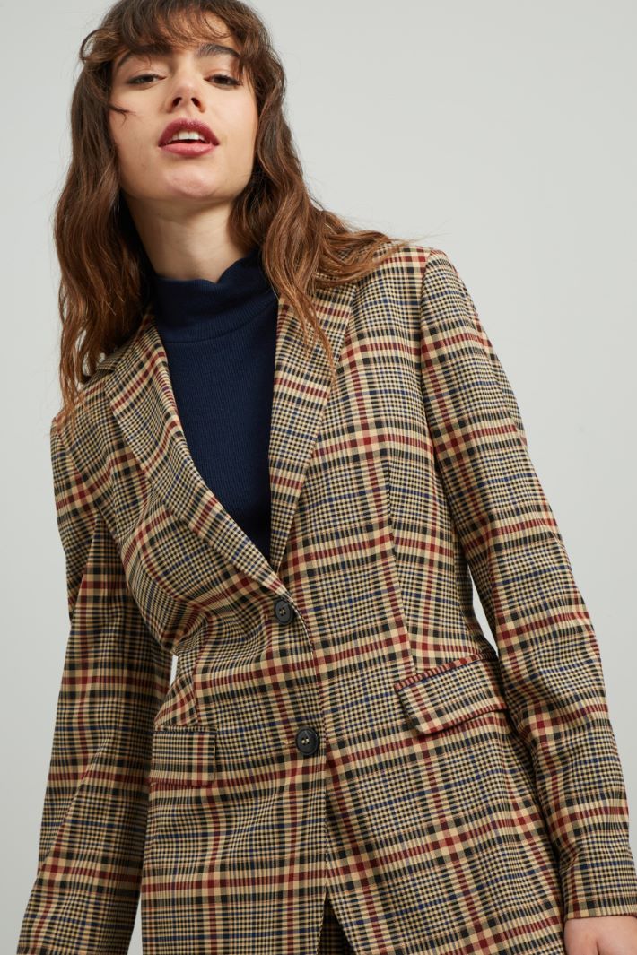 Blazer in tinto filo - CAMMELLO ROSSO BLU - Fashion Market - 3