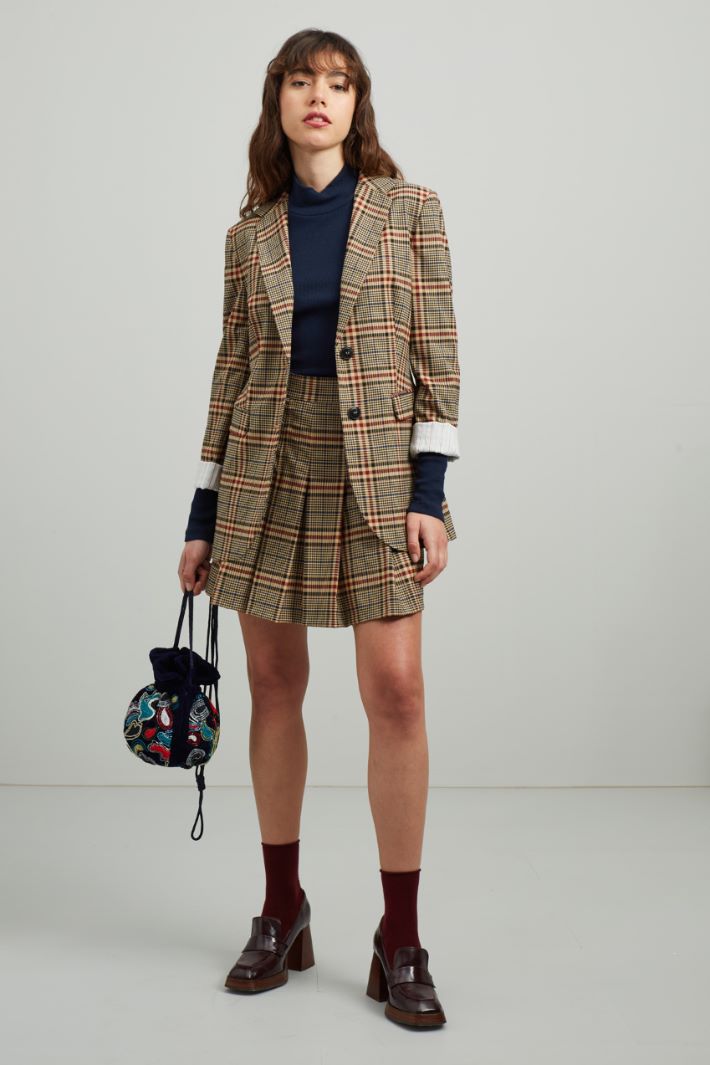 Blazer in tinto filo - CAMMELLO ROSSO BLU - Fashion Market