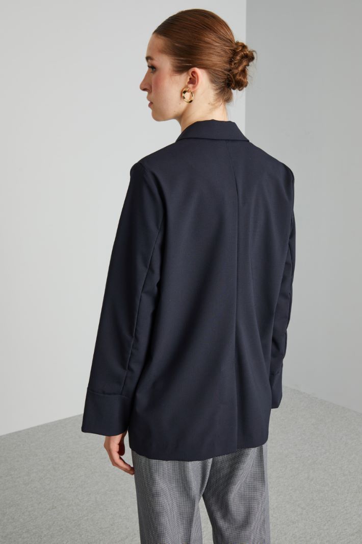 Blazer con tasche applicate - BLU SCURO - Fashion Market - 4
