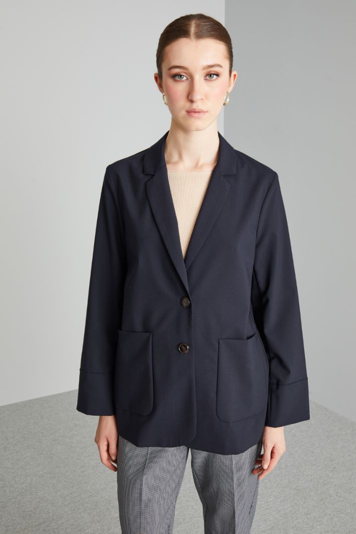 Blazer con tasche applicate - BLU SCURO - Fashion Market - 2