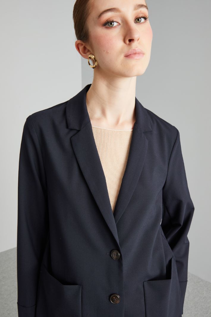 Blazer con tasche applicate - BLU SCURO - Fashion Market - 3