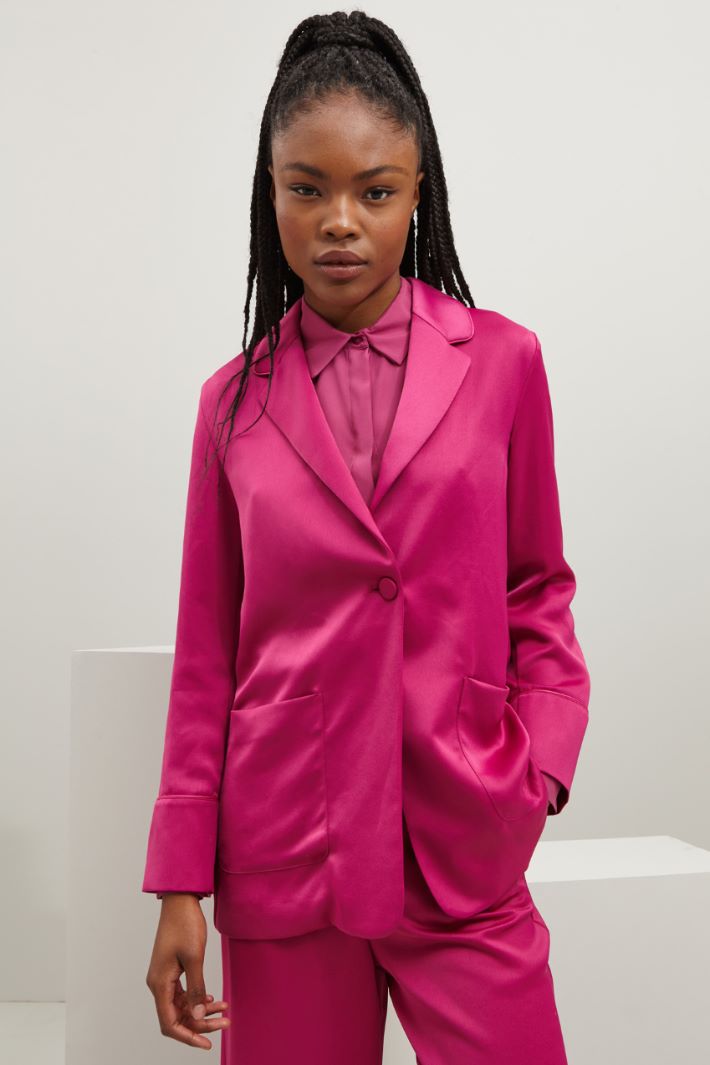 Blazer in raso - MAGENTA - Fashion Market - 2