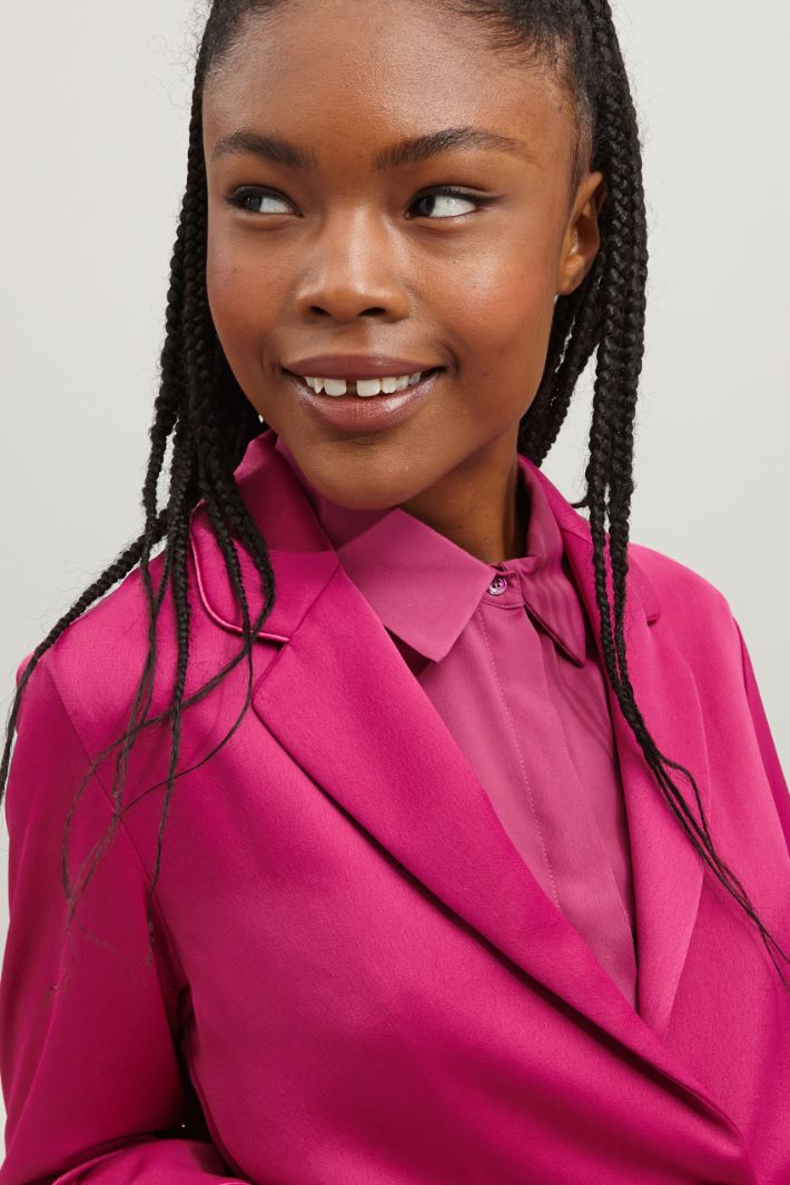 Blazer in raso - MAGENTA - Fashion Market - 3