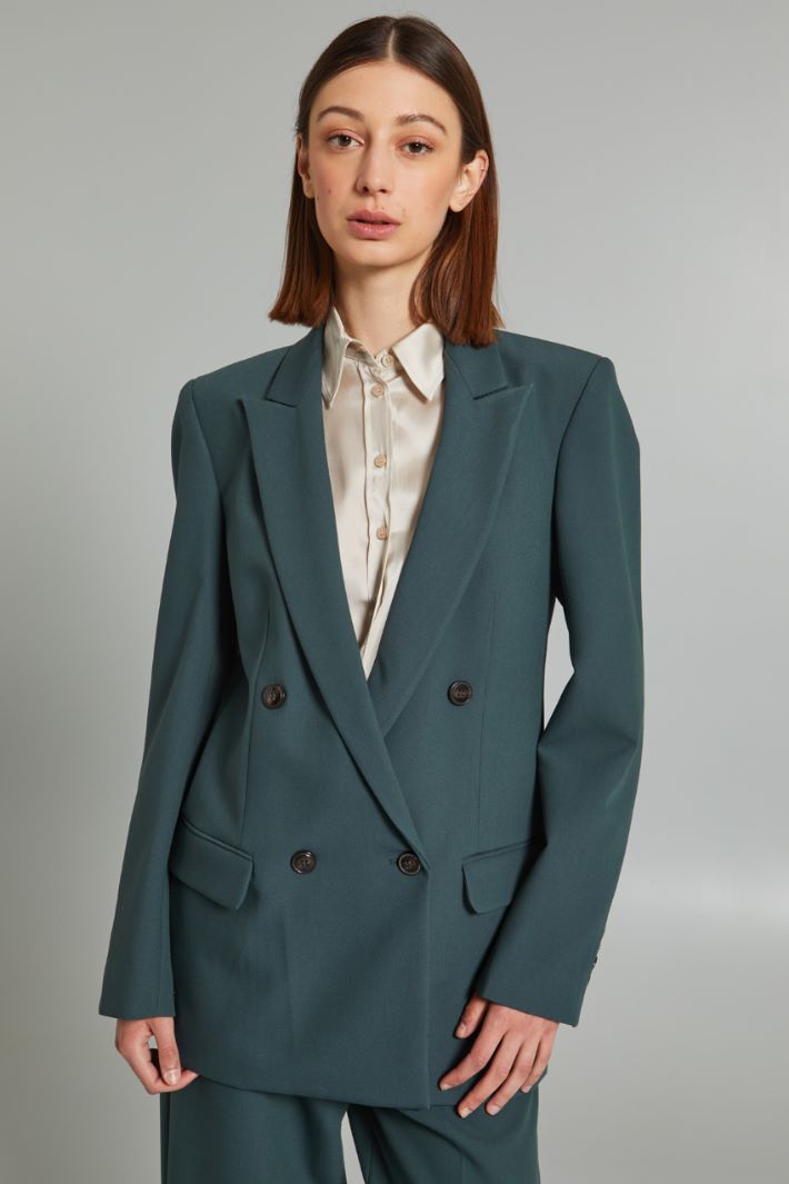 Blazer in tela di viscosa - VERDE BOSCO - Fashion Market - 2