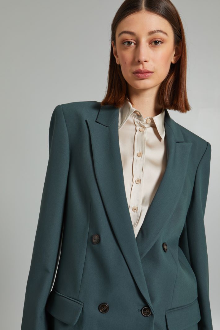 Blazer in tela di viscosa - VERDE BOSCO - Fashion Market - 3