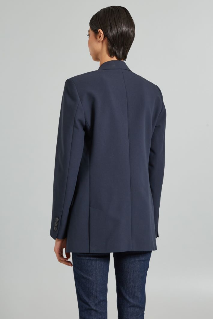 Blazer in tela di viscosa - BLU SCURO - Fashion Market - 4