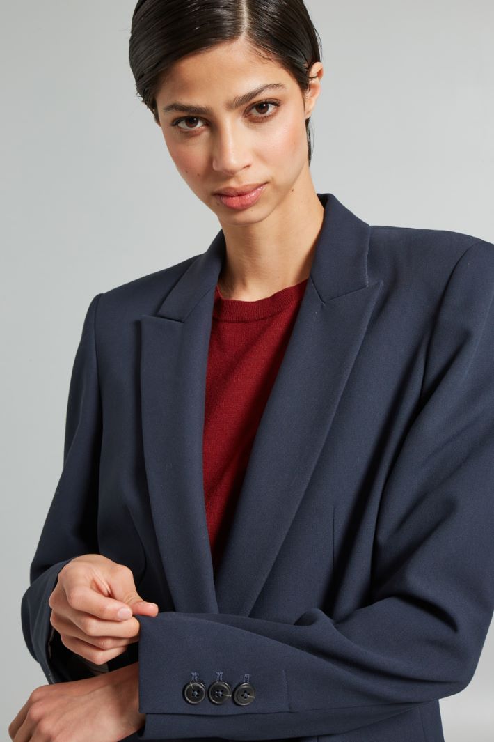 Blazer in tela di viscosa - BLU SCURO - Fashion Market - 3