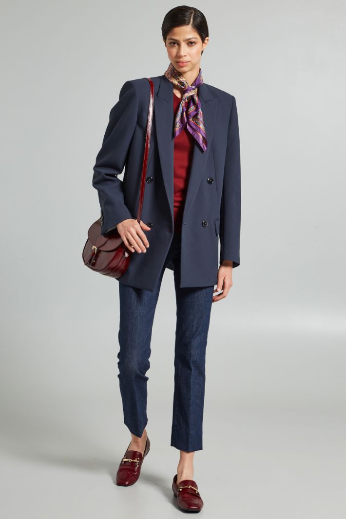 Blazer in tela di viscosa - BLU SCURO - Fashion Market