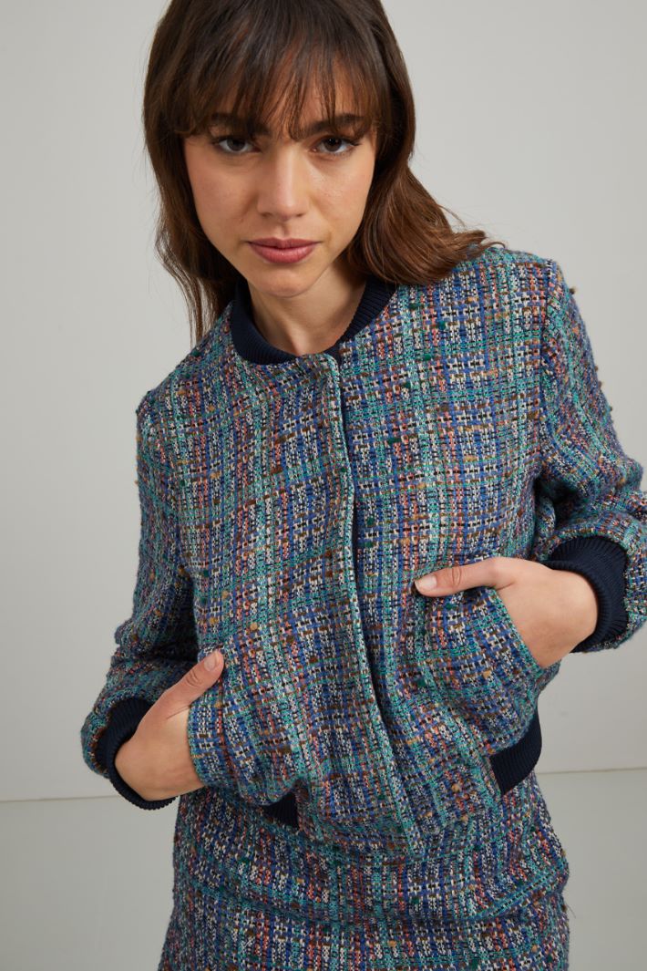 Giacca in tweed - BLU VERDE ARANCIONE - Fashion Market - 3