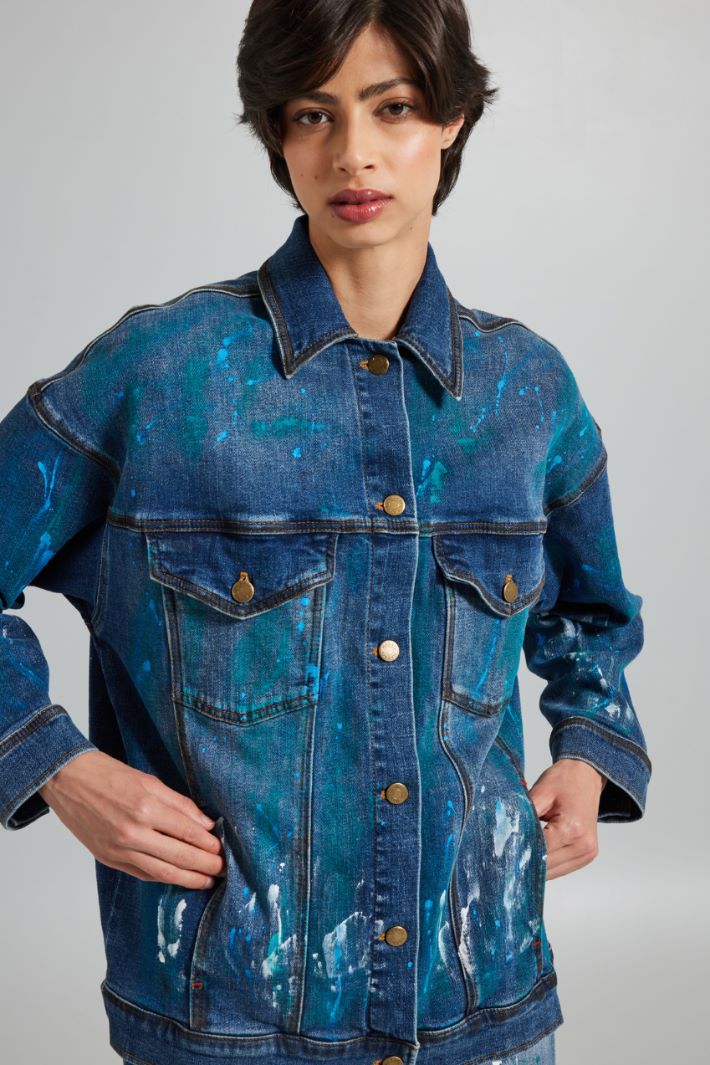 Giacca in denim dipinto - BLU DENIM - Fashion Market - 2