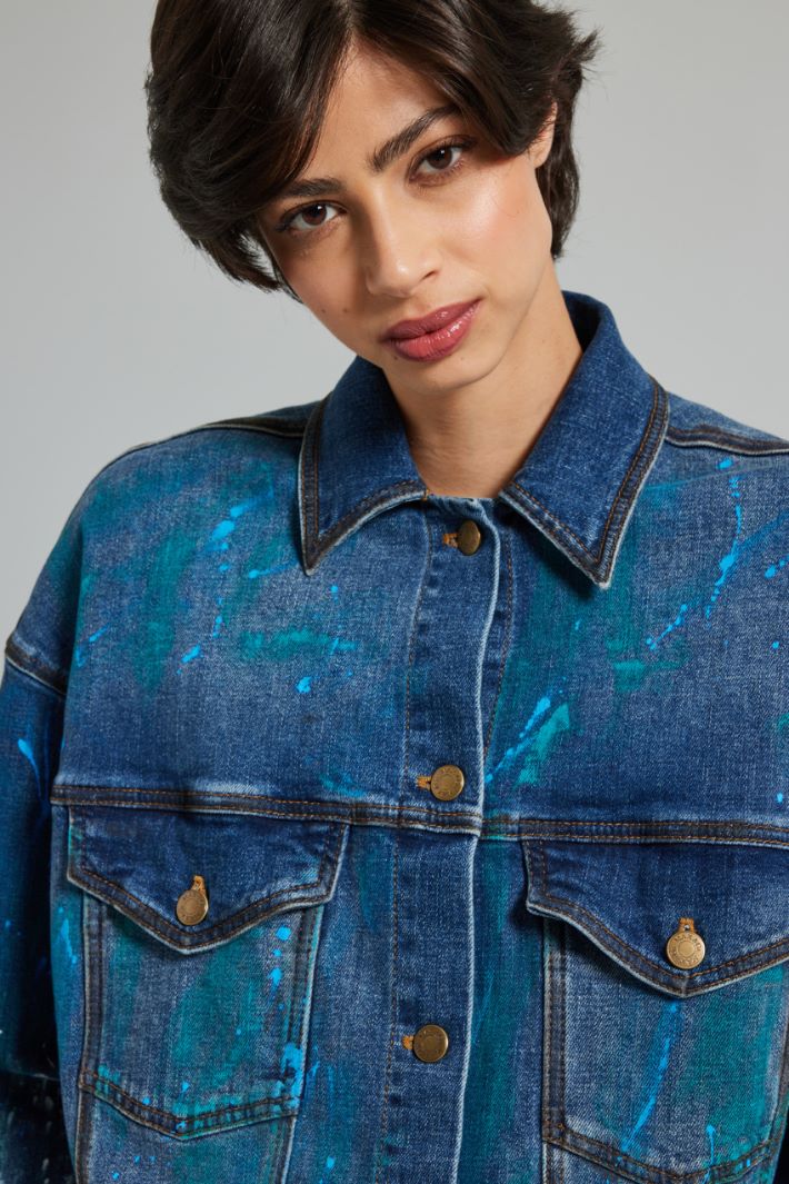 Giacca in denim dipinto - BLU DENIM - Fashion Market - 3