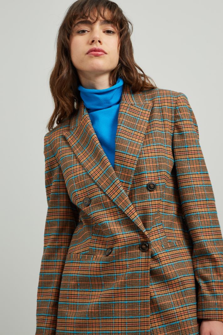 Blazer in viscosa - CAMMELLO NERO AZZURRO - Fashion Market - 3