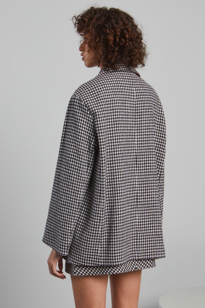 Blazer over in stuoia di lana - NERO BIANCO - Fashion Market - 4