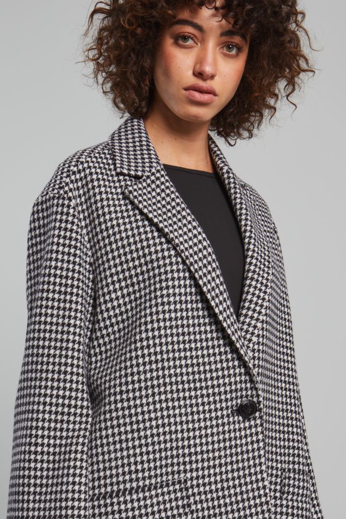 Blazer over in stuoia di lana - NERO BIANCO - Fashion Market - 3