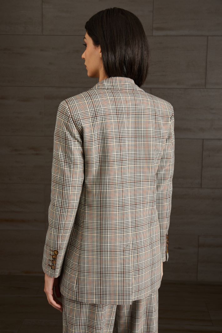Blazer monopetto in viscosa - NERO BIANCO MARRONE - Fashion Market - 4