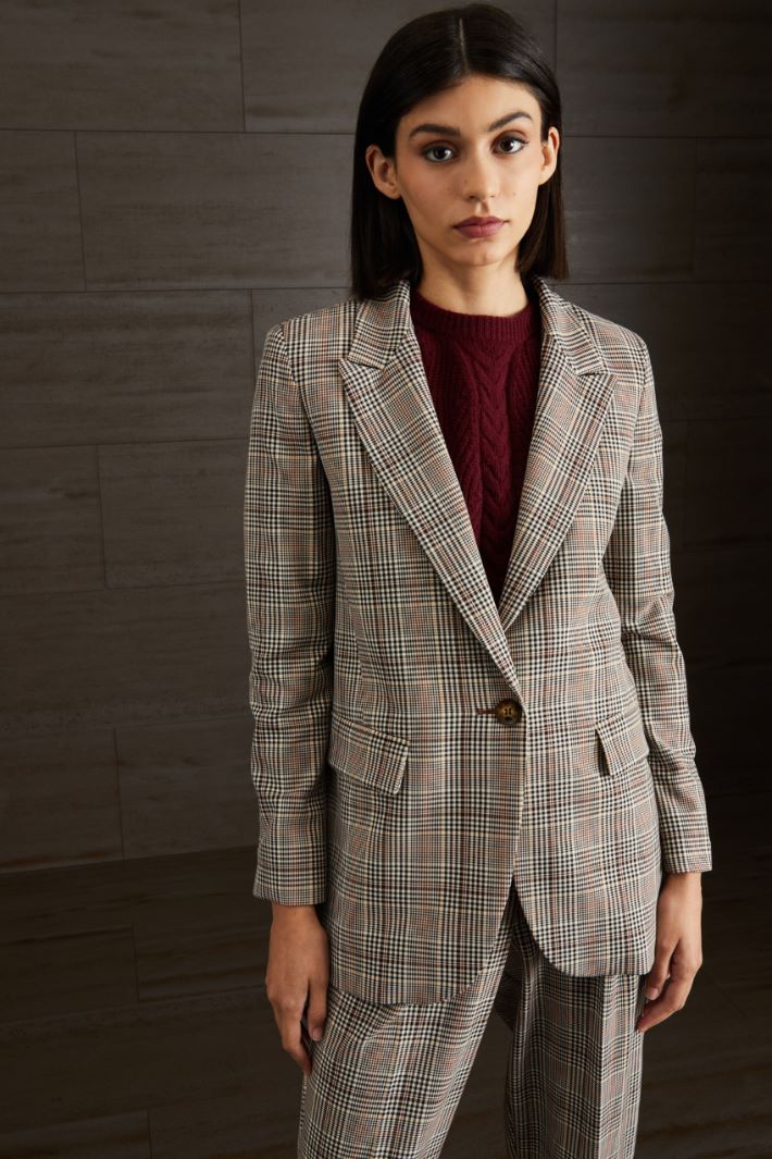 Blazer monopetto in viscosa - NERO BIANCO MARRONE - Fashion Market - 2