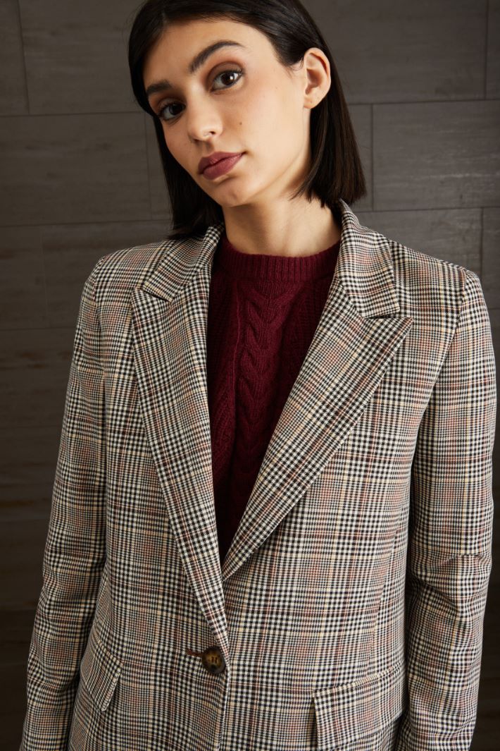 Blazer monopetto in viscosa - NERO BIANCO MARRONE - Fashion Market - 3