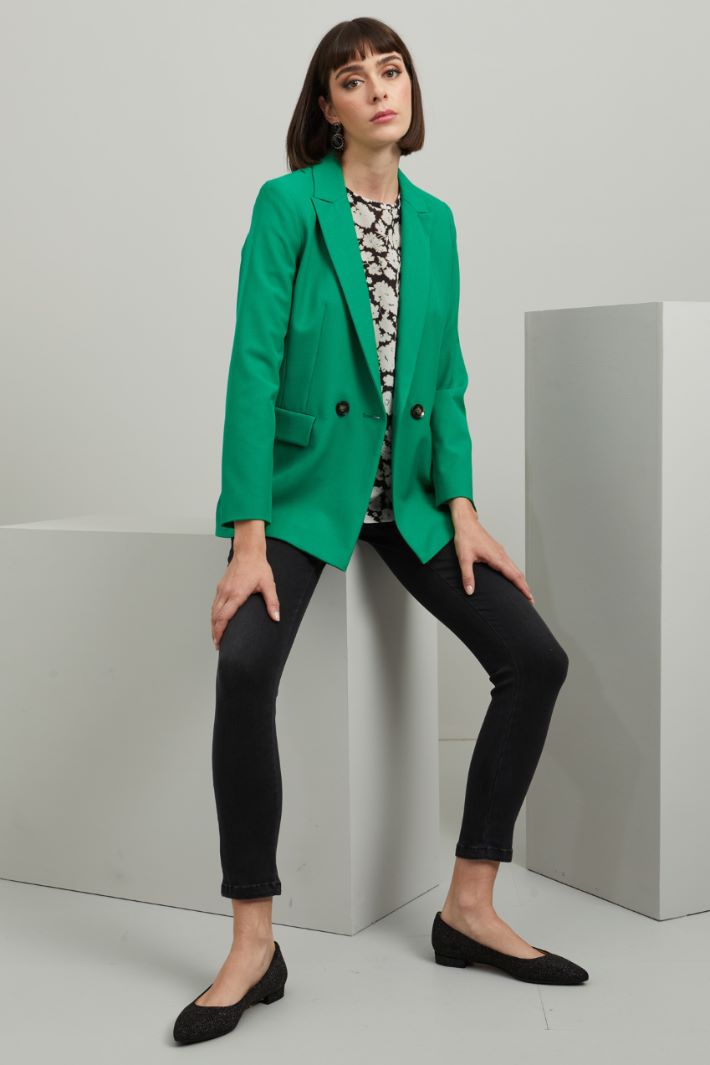 Blazer doppiopetto in viscosa - VERDE  - Fashion Market