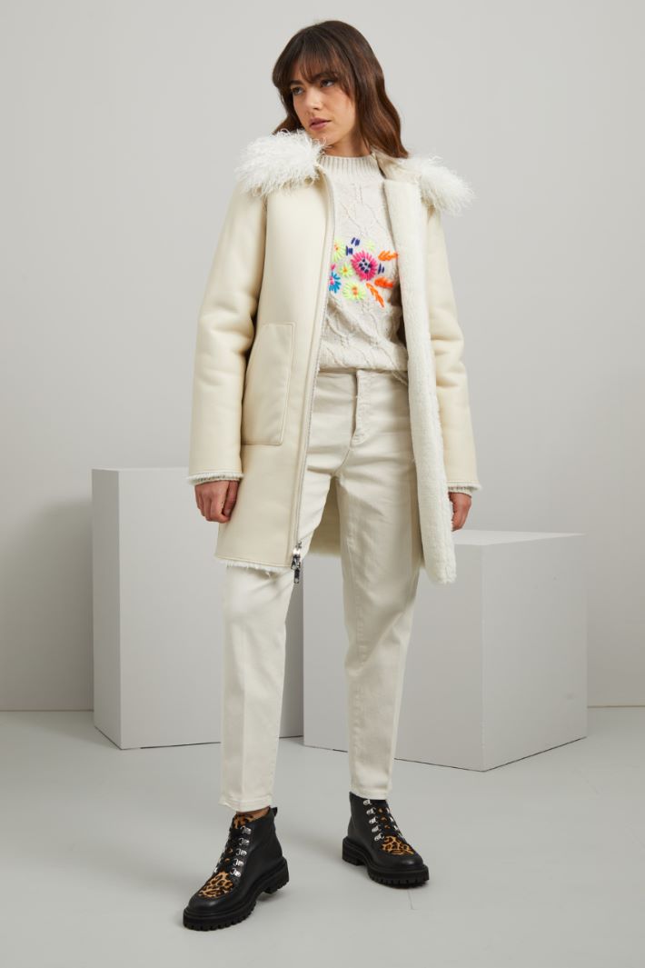 Giaccone in similpelle - BIANCO LATTE - Fashion Market