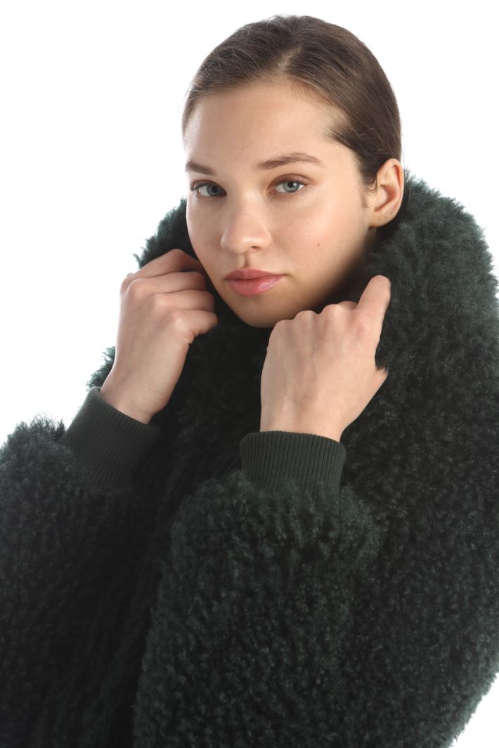 Cappotto effetto peluche - VERDE SCURO - Fashion Market - 4