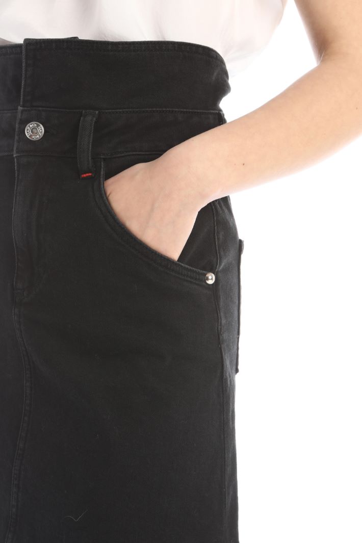 Minigonna in denim di cotone - NERO - Fashion Market - 3