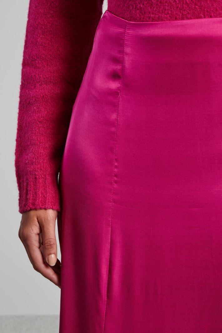 Gonna lunga in raso con spacco - FUCSIA - Fashion Market - 3