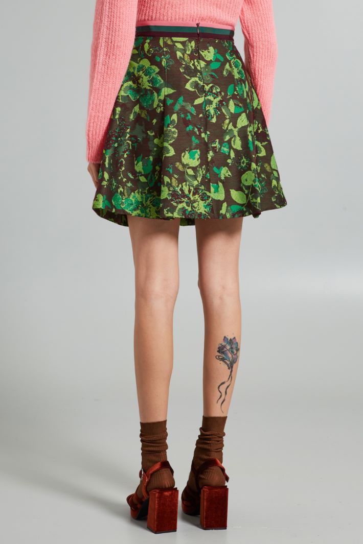 Gonna a pieghe jacquard - VERDE BORDEAUX ROSA - Fashion Market - 4