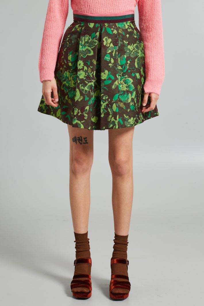 Gonna a pieghe jacquard - VERDE BORDEAUX ROSA - Fashion Market - 2