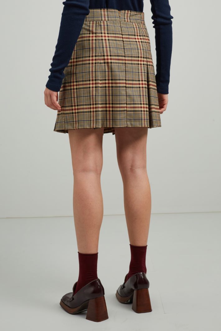Minigonna a pieghe - CAMMELLO ROSSO BLU - Fashion Market - 4