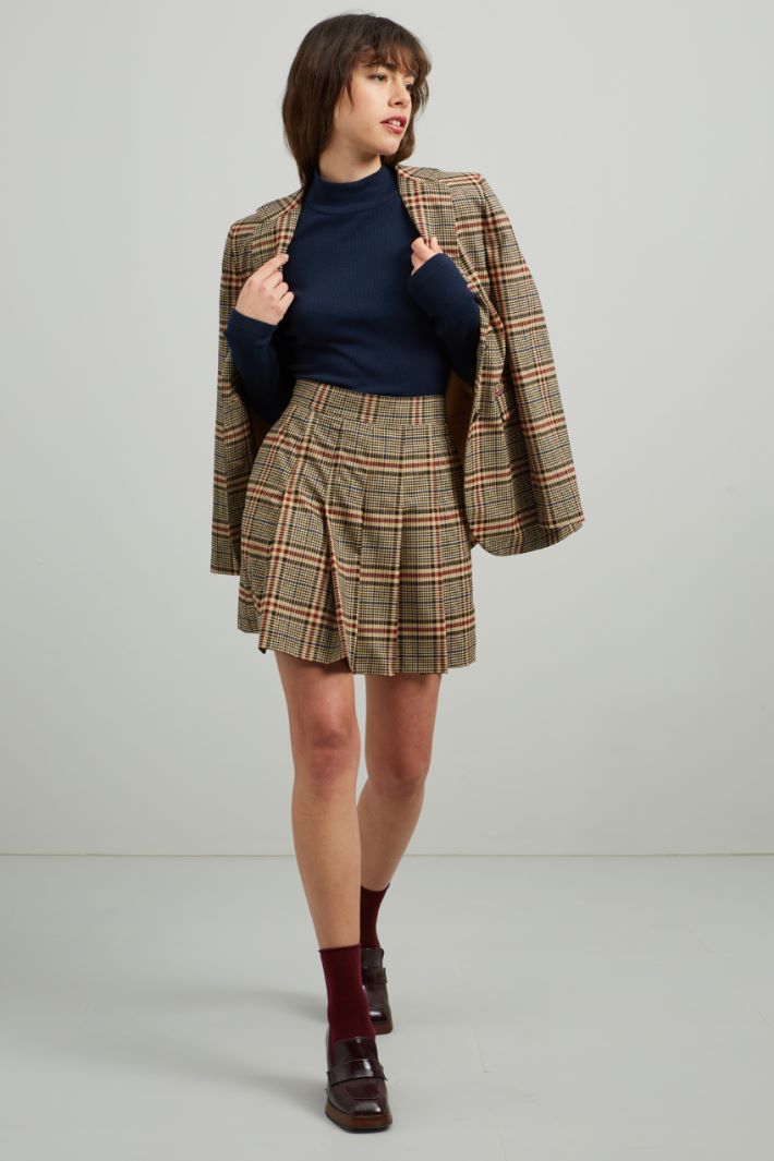 Minigonna a pieghe - CAMMELLO ROSSO BLU - Fashion Market