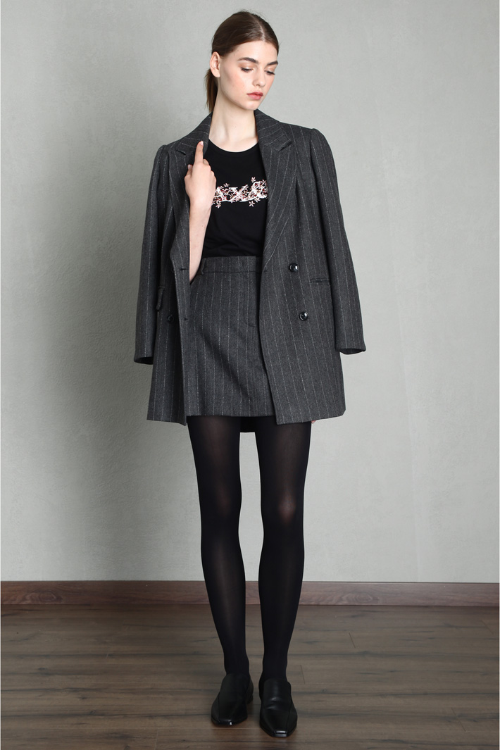 Minigonna in flanella - ANTRACITE - Fashion Market