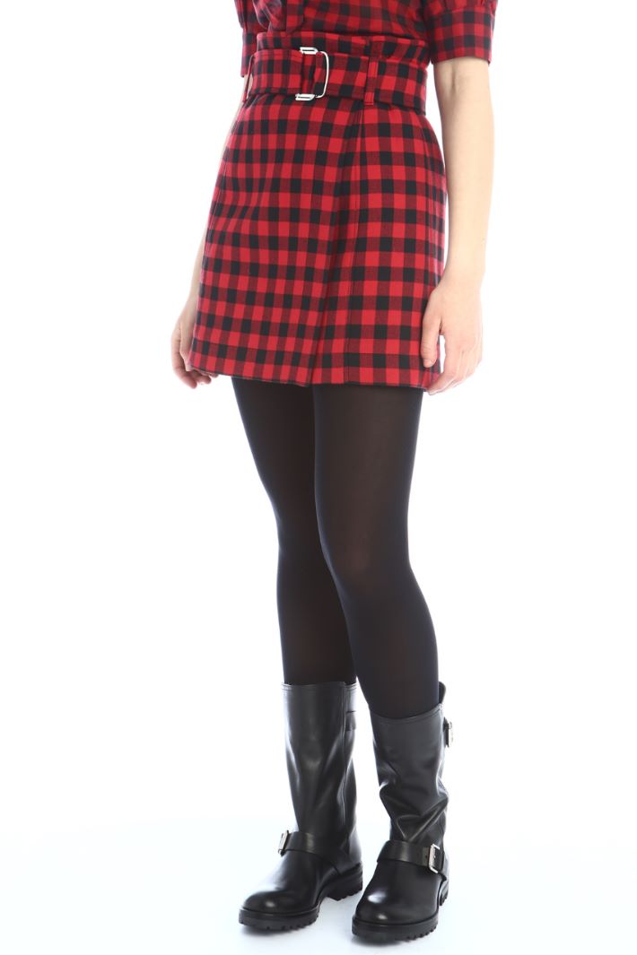 Minigonna a portafoglio - ROSSO NERO - Fashion Market - 4
