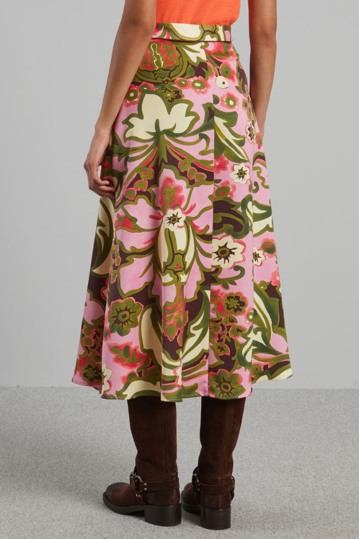 Gonna floreale  - VERDE ROSA - Fashion Market - 4