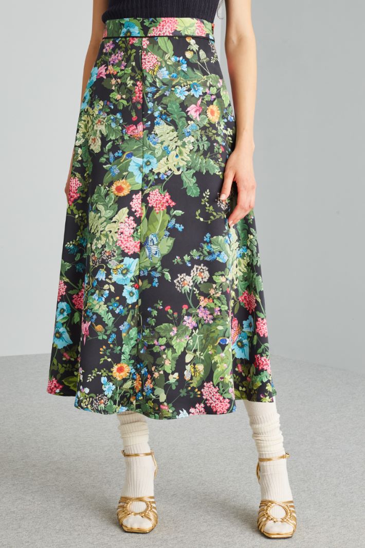 Gonna floreale  - NERO VERDE - Fashion Market - 2