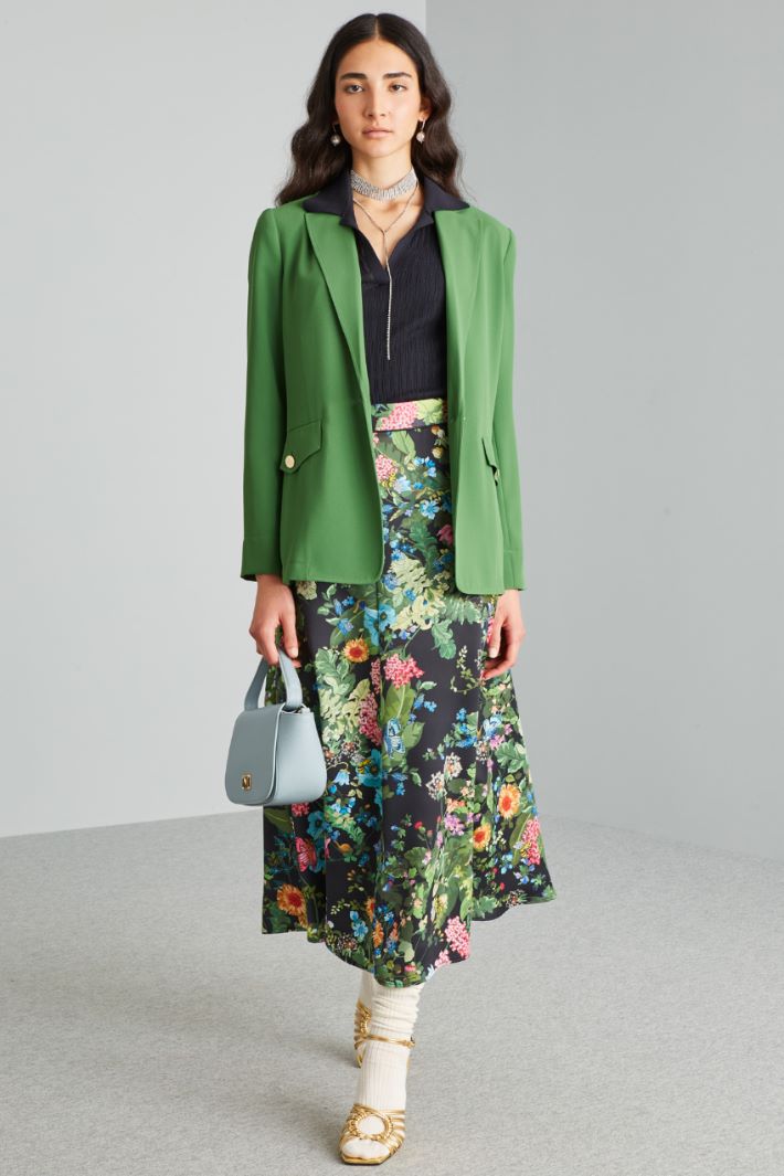 Gonna floreale  - NERO VERDE - Fashion Market