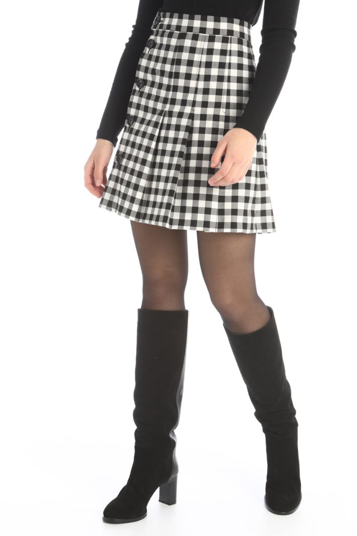 Minigonna a pieghe - NERO BIANCO - Fashion Market - 2