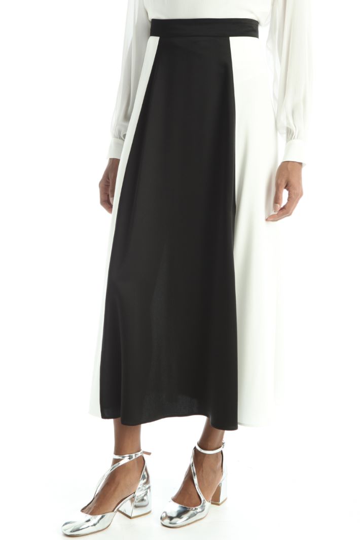Gonna in raso con pannelli - NERO BIANCO - Fashion Market - 5