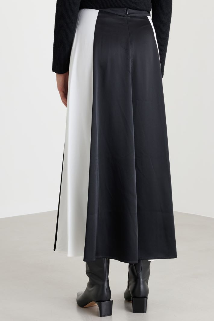 Gonna in raso con pannelli - NERO BIANCO - Fashion Market - 4