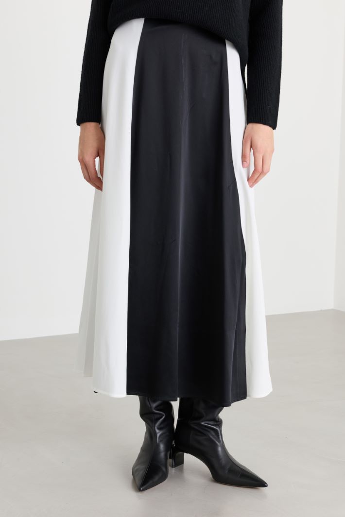 Gonna in raso con pannelli - NERO BIANCO - Fashion Market - 2